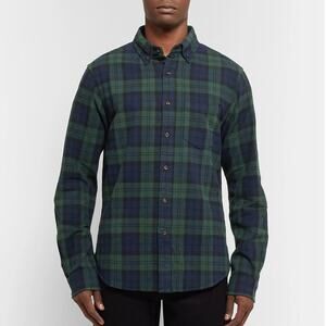 Alex Mill Dark Plaid Cotton Button-Up Shirt Size L